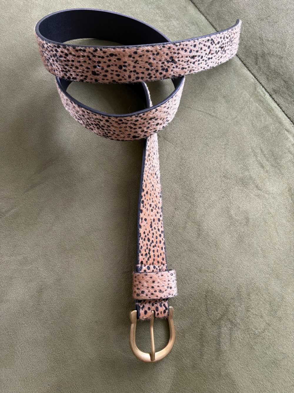 Women’s Animal Print Belt with Gold-Tone Buckle